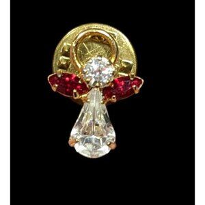 Vintage July Birthday Angel Crystal Lapel Pin